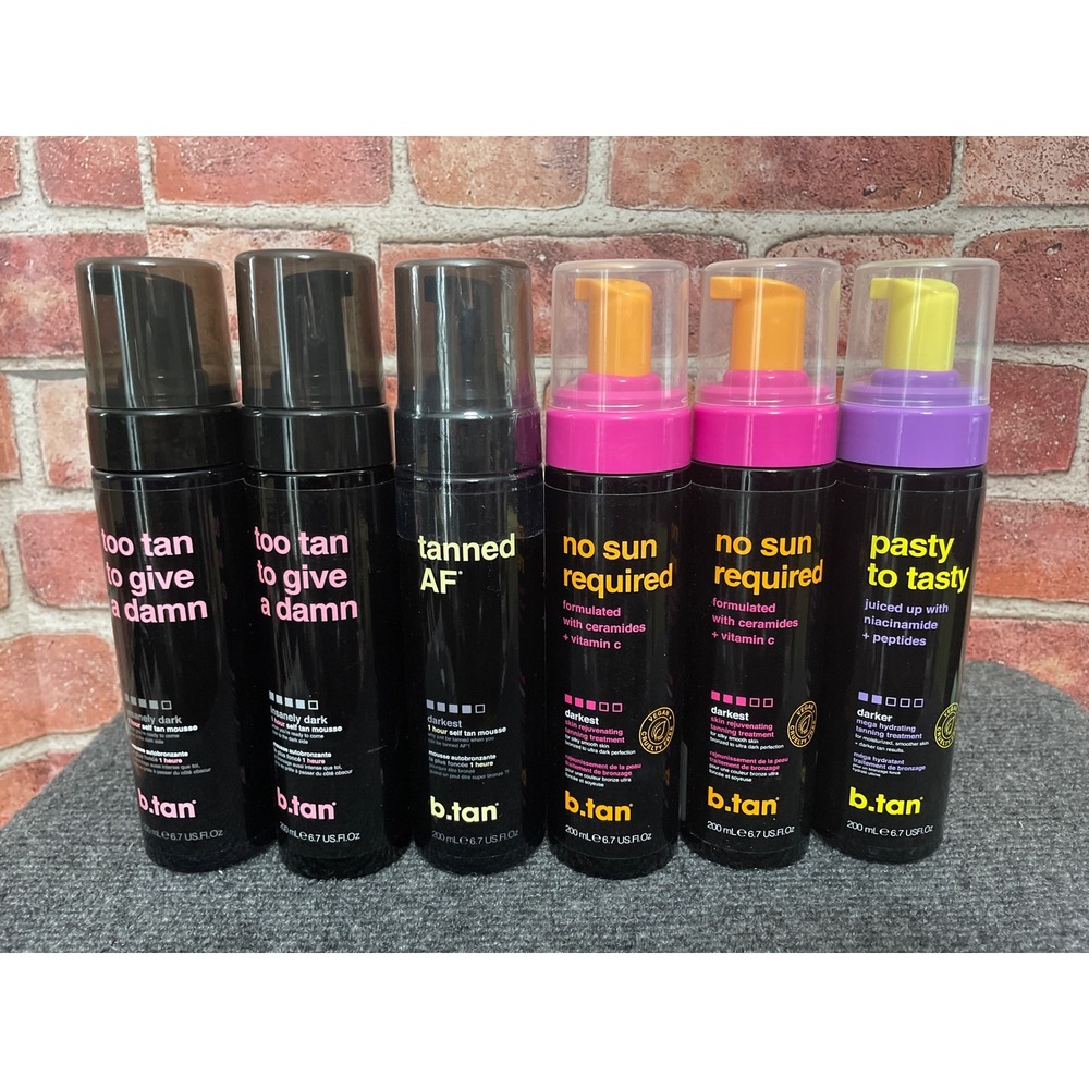 B.Tan Self Tan Mousse Lot of 6 Too Tan To Give A Damn Tanned AF No Sun Required